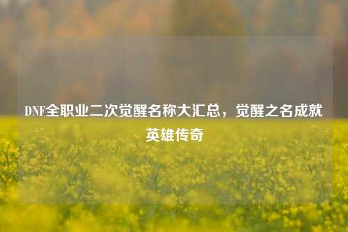 DNF全职业二次觉醒名称大汇总，觉醒之名成就英雄传奇