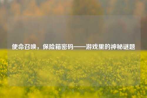 使命召唤,保险箱密码——游戏里的神秘谜题