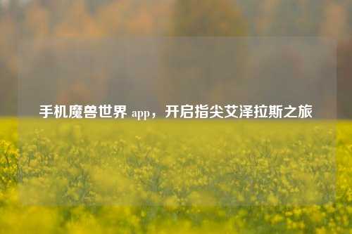 手机魔兽世界 app，开启指尖艾泽拉斯之旅