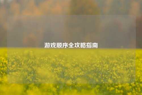 游戏顺序全攻略指南