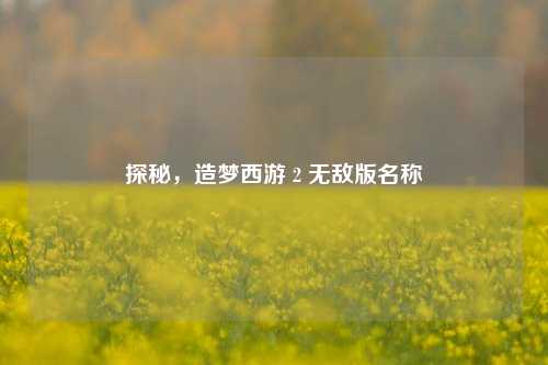 探秘，造梦西游 2 无敌版名称