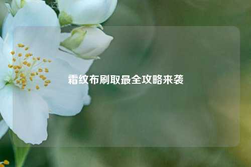 霜纹布刷取最全攻略来袭
